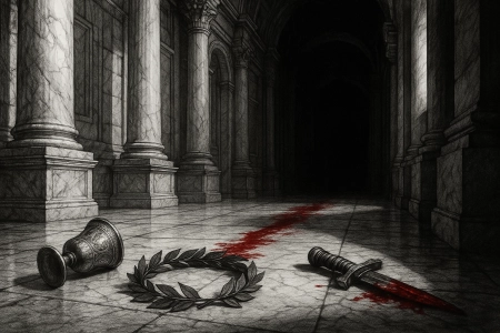 Illustration made with AI of Caligula assassination