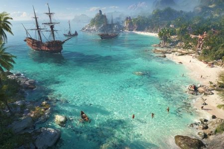 Image of Columbus rowing ashore made with AI