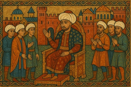 AI-generated illustration of Accession of Mehmed II in Edirne