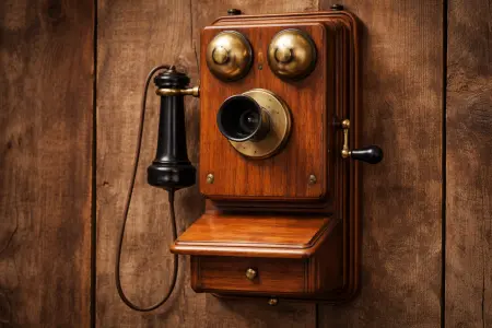 Vintage wall telephone made with AI